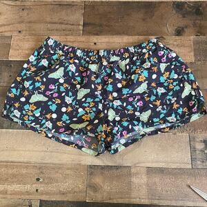 Patagonia Barely Baggies Shorts Women's Large Navy Moth Floral Night Pollinator